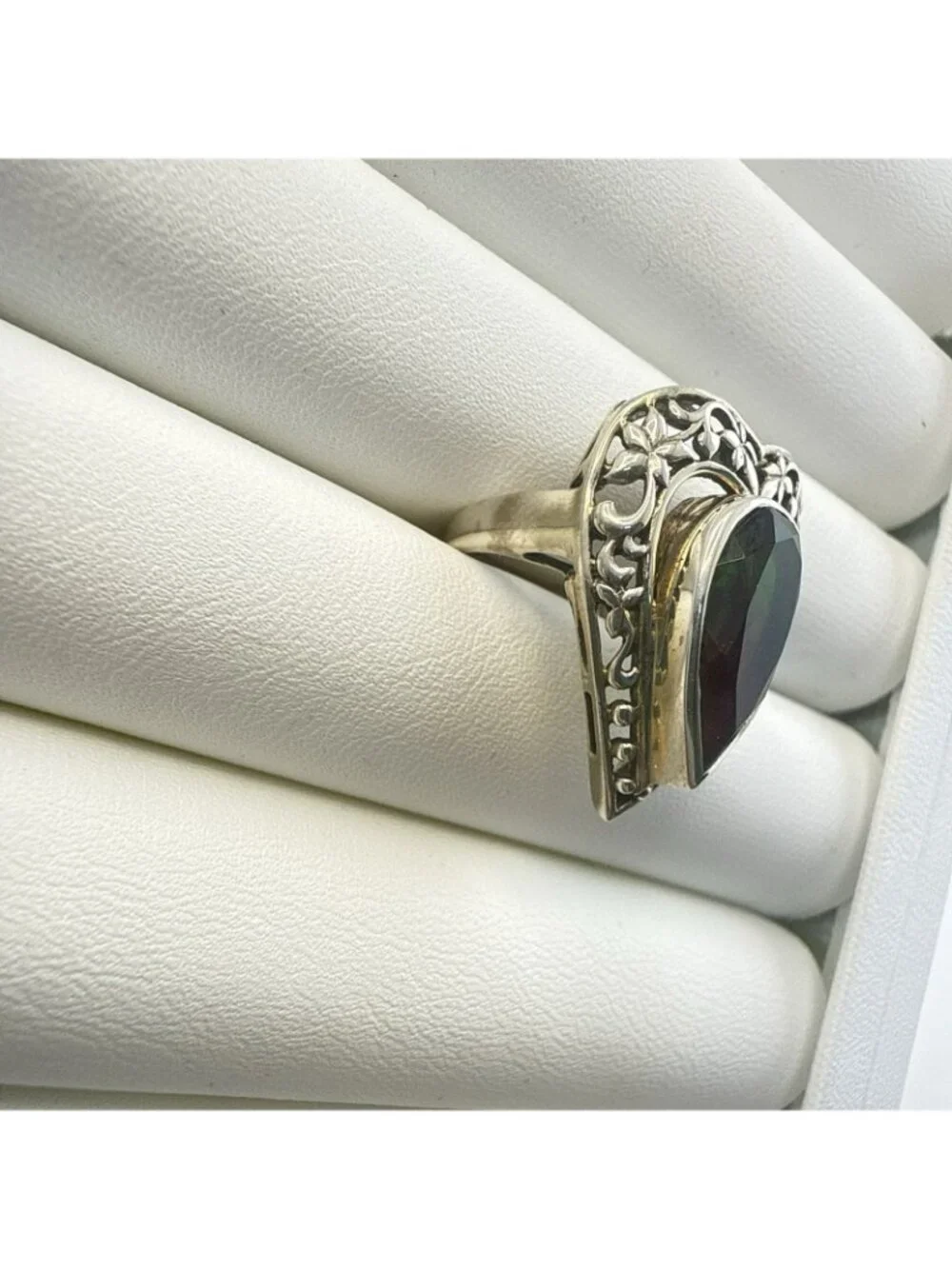 Nicky Butler Ring Heart Mystic Quartz Sterling Silver Green Pink Size 6